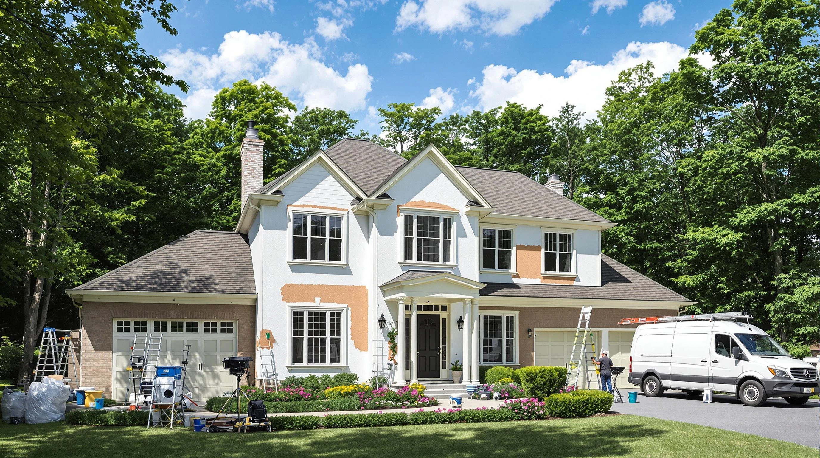 Aurora House Painters painting crew working in Akron, OH
