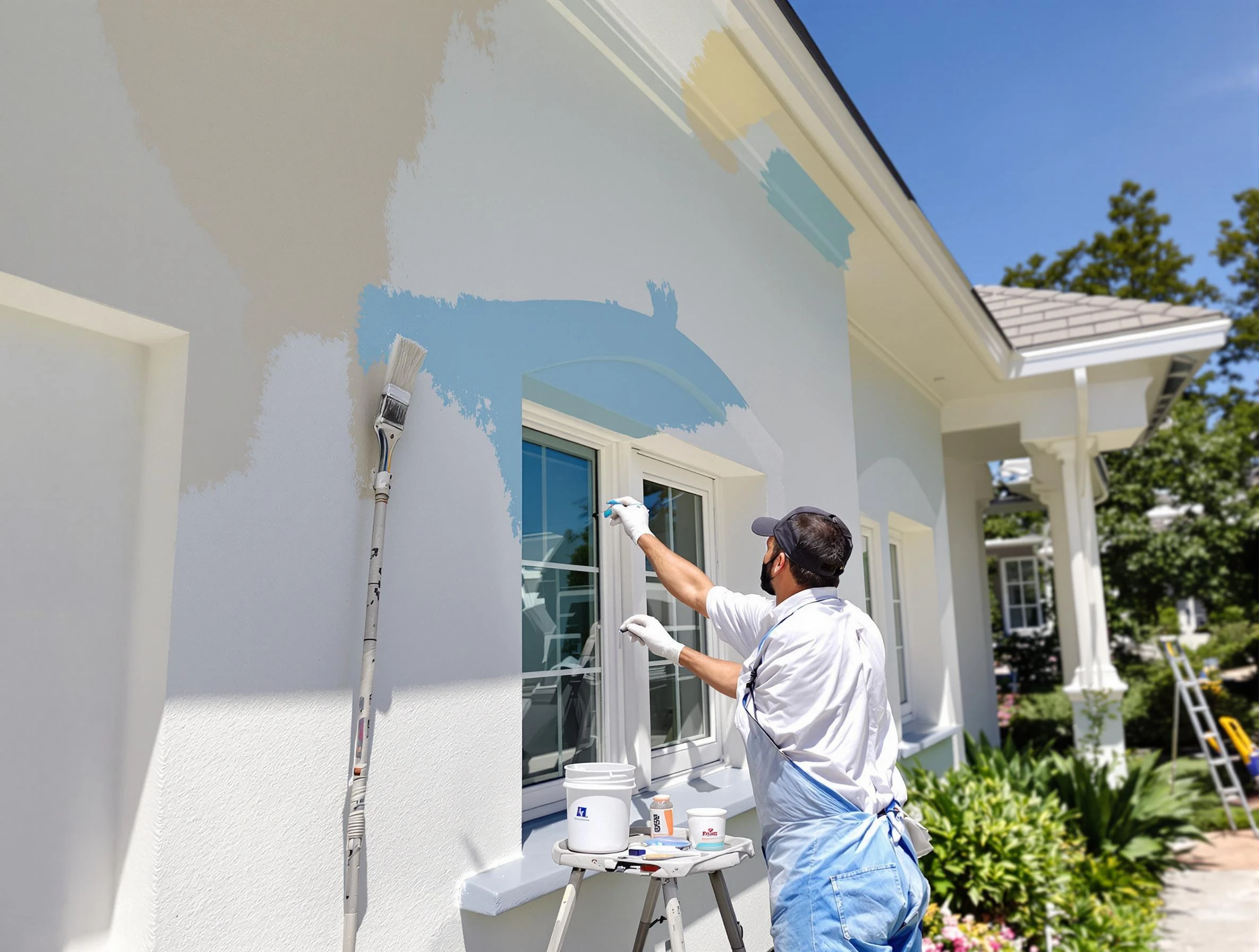 Aurora House Painters professional painting the exterior of a house in Aurora, OH